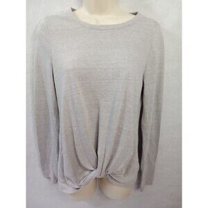Ultra Flirt‎ Womens Medium Gray Long Sleeve Knotted Top Round neckline pullover